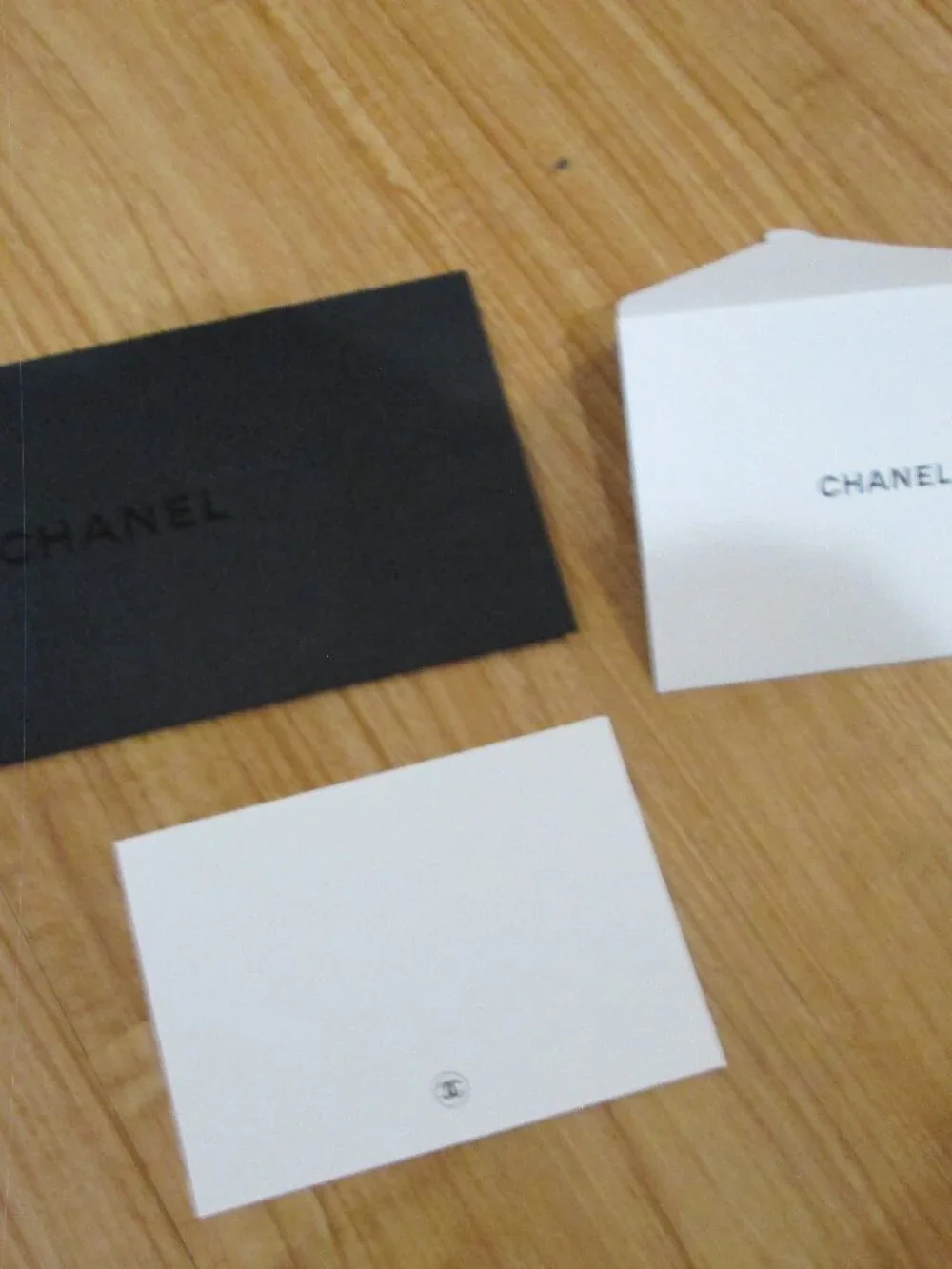 Chanel Receipt holder envelope w/ blank card 3 piece Chanel stationary set